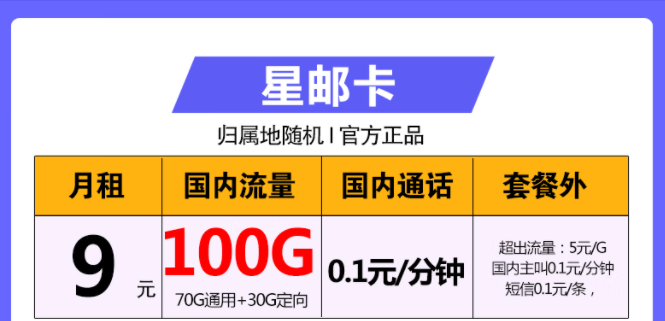 中國電信星郵卡、海角卡、摩羯卡套餐詳情介紹 最低僅需9元包100G全國大流量